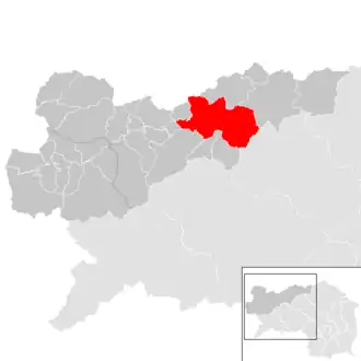 Übersichtskarte der Gemeinden im gesamten Bezirk Liezen