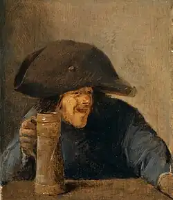 Bauer mit Zweimaster und Krug