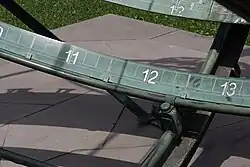 Drehbarer Weltzeitring unter der Hauptskala; abgedecktes Rollenlager in der Mitte unten