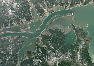 Mündungsgebiet des Kitakami (Luftbild vom 19. März 2011)