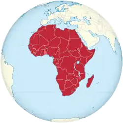 Lage Afrikas auf einer Weltkarte