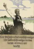 Pro-deutsches Plakat: „Seit 1000 Jahren sind wir Schleswiger. Wir wollen Schleswiger bleiben und darum stimmen wir deutsch.“