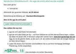 Erfolgreiche Generierung einer age-de.xml-Datei zur Altersklassifikation einer Website