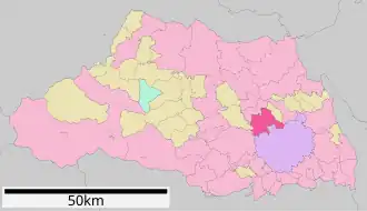 Lage Ageos in der Präfektur