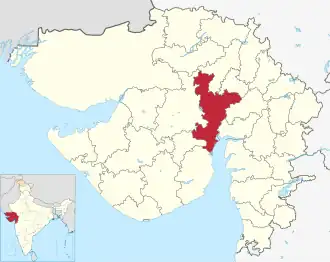 Positionskarte des Distrikts Ahmedabad