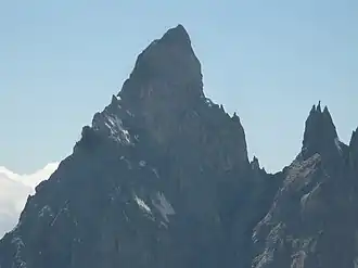 Aiguilles Noire de Peuterey aus dem Val Veny (ganz rechts les Dames Anglaises)