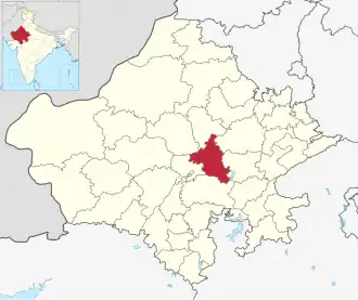 Positionskarte des Distrikts Ajmer