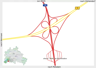 Übersichtskarte Autobahnkreuz Zehlendorf