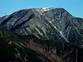 Blick auf Akaishi-dake von Kamikochi-dake Berghütte am Gipfel