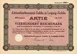 Aktie der Brauerei, 1925