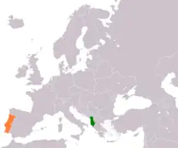 Lage von Albanien und Portugal