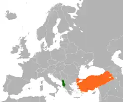 Lage von Albanien und Türkei