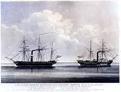 HMS Alecto und Rattler beim Zug-Test von 1845