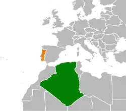 Lage von Algerien und Portugal