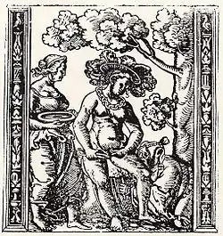 Epilation des Schamhaars, Holzschnitt von Peter Flötner, frühes 16. Jahrhundert