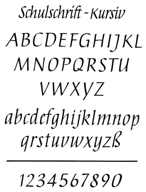 Alphabet der Schulschrift-Kursiv