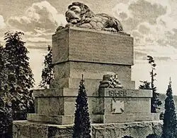 Das alte Kriegerdenkmal in der Gemeinde Rieste, um 1925