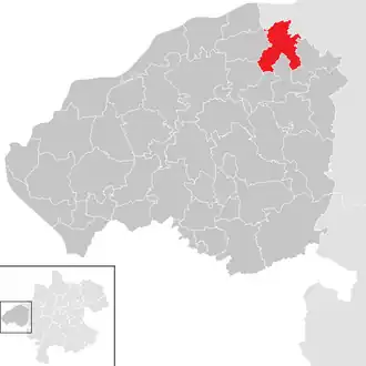 Lage der Gemeinde Altheim (Oberösterreich) im Bezirk Braunau am Inn (anklickbare Karte)