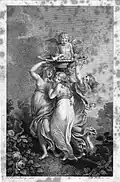 Drei Grazien mit Engel, Kupferstich nach Johann Heinrich Ramberg