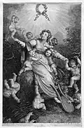 Jungfrau mit Amoretten, Kupferstich nach Johann Heinrich Ramberg