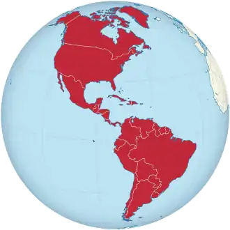 Lage Amerikas auf einer Weltkarte
