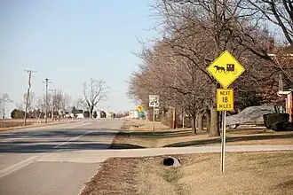 Warnung vor Pferdekutschen der Amish