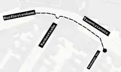 Die Karte zeigt eine schematische Darstellung der Fahrt bis zu ihrem Ende.