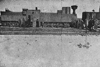 Die Lokomotive des Panzerzuges Smok im Jahr 1919.