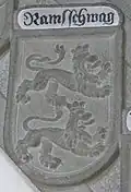 Wappen der Herren von Ramsschwag am Epitaph des Joachim von Sirgenstein († 1588) in der Pfarrkirche Amtzell