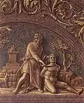 Andrea Mantegna: Opferung Isaaks mit schützender Hand Gottes