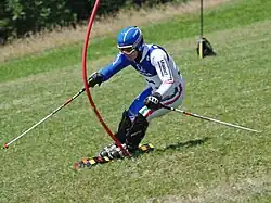 Andrea Notaris im Slalom der FIS-Superkombination in Rettenbach im Juli 2011