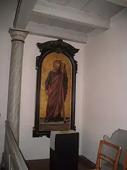 Bildnis des Heiligen Andreas im Schnitzrahmen