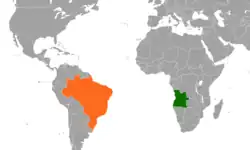 Lage von Angola und Brasilien