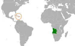 Lage von Angola und Haiti
