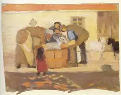 Schafwäsche vor einem Haus, 1920, Nordjyllands Kunstmuseum