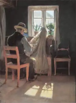 Der Fischer Kræn Wollesen flickt ein Netz, 1886, Skagens Museum