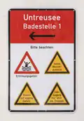 Badestelle 1 mit Warnhinweisen