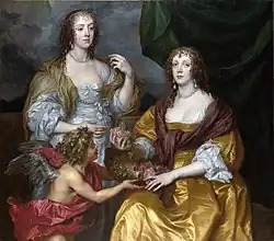 Elisabeth Thimbleby und ihre Schwester Dorothy Viscountess Andover mit Cupido (um 1637) 132 × 150 cm, National Gallery, London