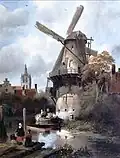 Windmühle mit Blick auf Delft, Antonie Waldorp
