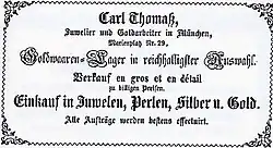 Anzeige aus den Münchner Neusten Nachrichten im Jahr 1857