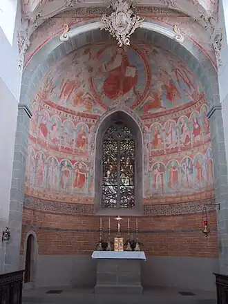 Innenansicht der Apis von St. Peter und Paul in Niederzell auf der Reichenau
