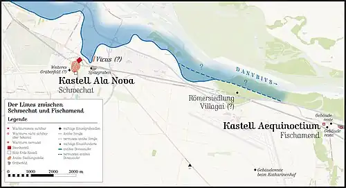 Römischer Limes Pannonicus zwischen den Kastellen Ala Nova (Schwechat) und Aequinoctium (Fischamend).