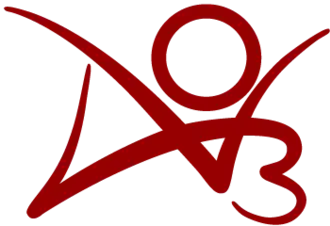 Ein rotes Logo aus drei Linien: ein V, ein O, und ein symbolisiertes Herz aus einem horizontalen V mit einer 3 am Ende