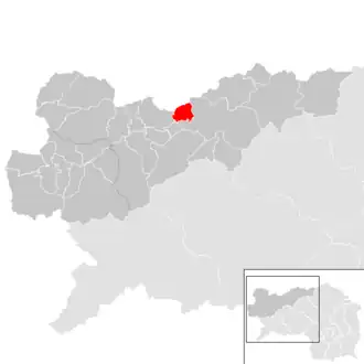 Übersichtskarte der Gemeinden im gesamten Bezirk Liezen