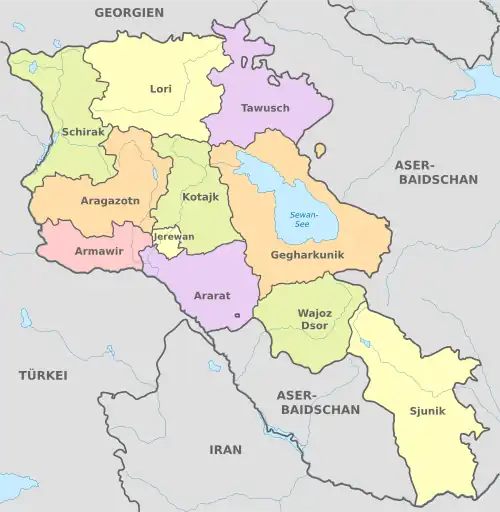 Armenien nach Verwaltungseinheiten gegliedert