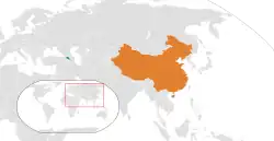 Lage von Armenien und China