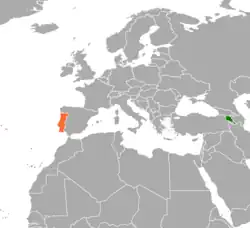Lage von Armenien und Portugal