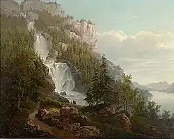 Arnold Jenny – Alpenlandschaft mit Wasserfall 1860