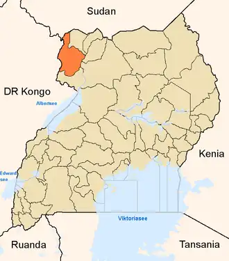 Lage von Arua innerhalb Ugandas