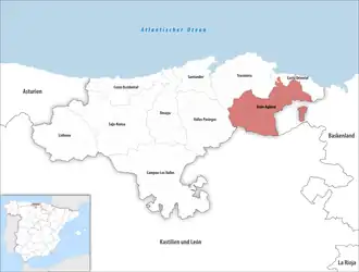 Die Lage der Comarca Asón-Agüera in der autonomen Gemeinschaft Kantabrien